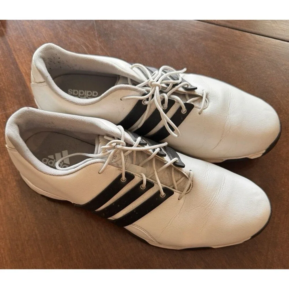 Adidas Mens Pure TRX F33237 White 3 Stripe Golf Cleats Shoes Sneaker Size 10